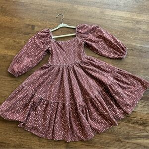 Alice + Ames long sleeve Juliet dress in rust dot. Size 7.